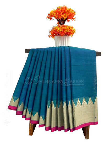 Narayanpet Ananda Blue Cotton Saree CS237