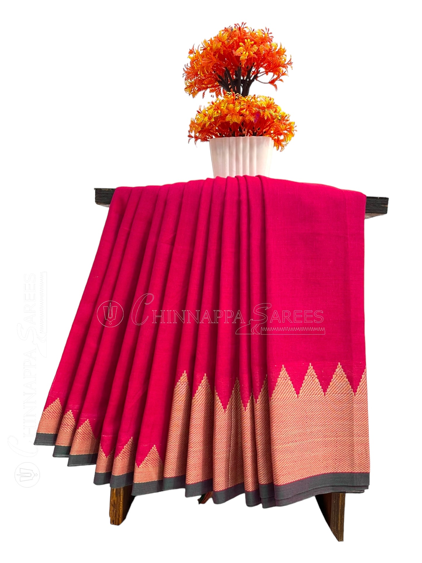 Narayanpet Tomato Pink  Cotton Saree CS235