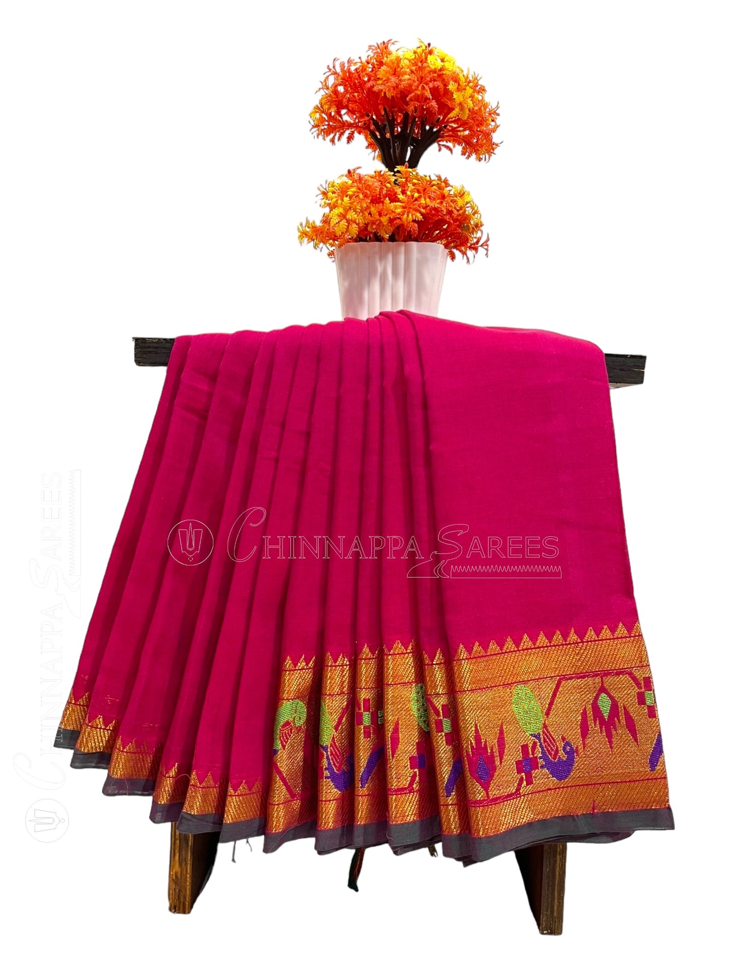 Narayanpet Pink Cotton Saree CS250