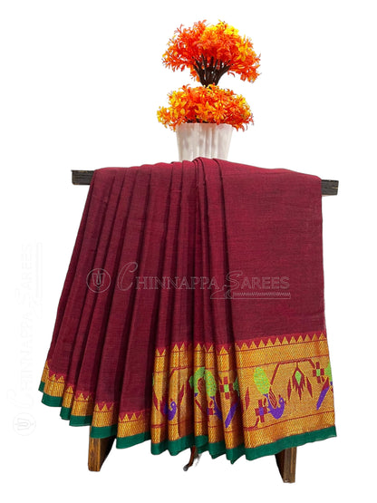 Narayanpet Brown Cotton Saree CS254