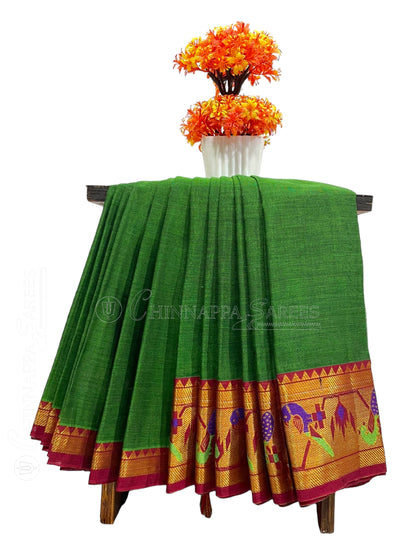 Narayanpet Green Cotton Saree CS253