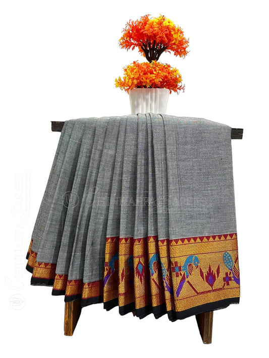 Narayanpet Grey Cotton Saree CS252