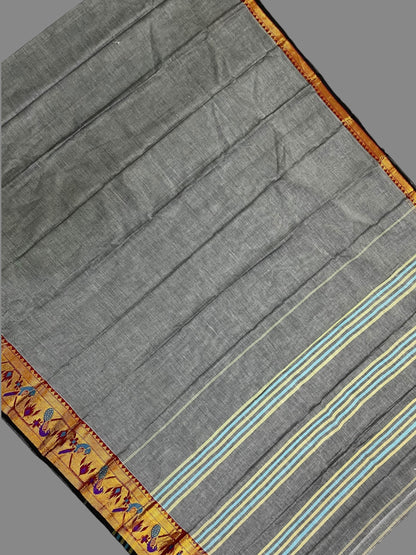 Narayanpet Grey Cotton Saree CS252