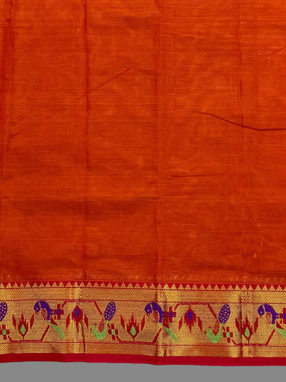 Narayanpet Orange Cotton Saree CS251