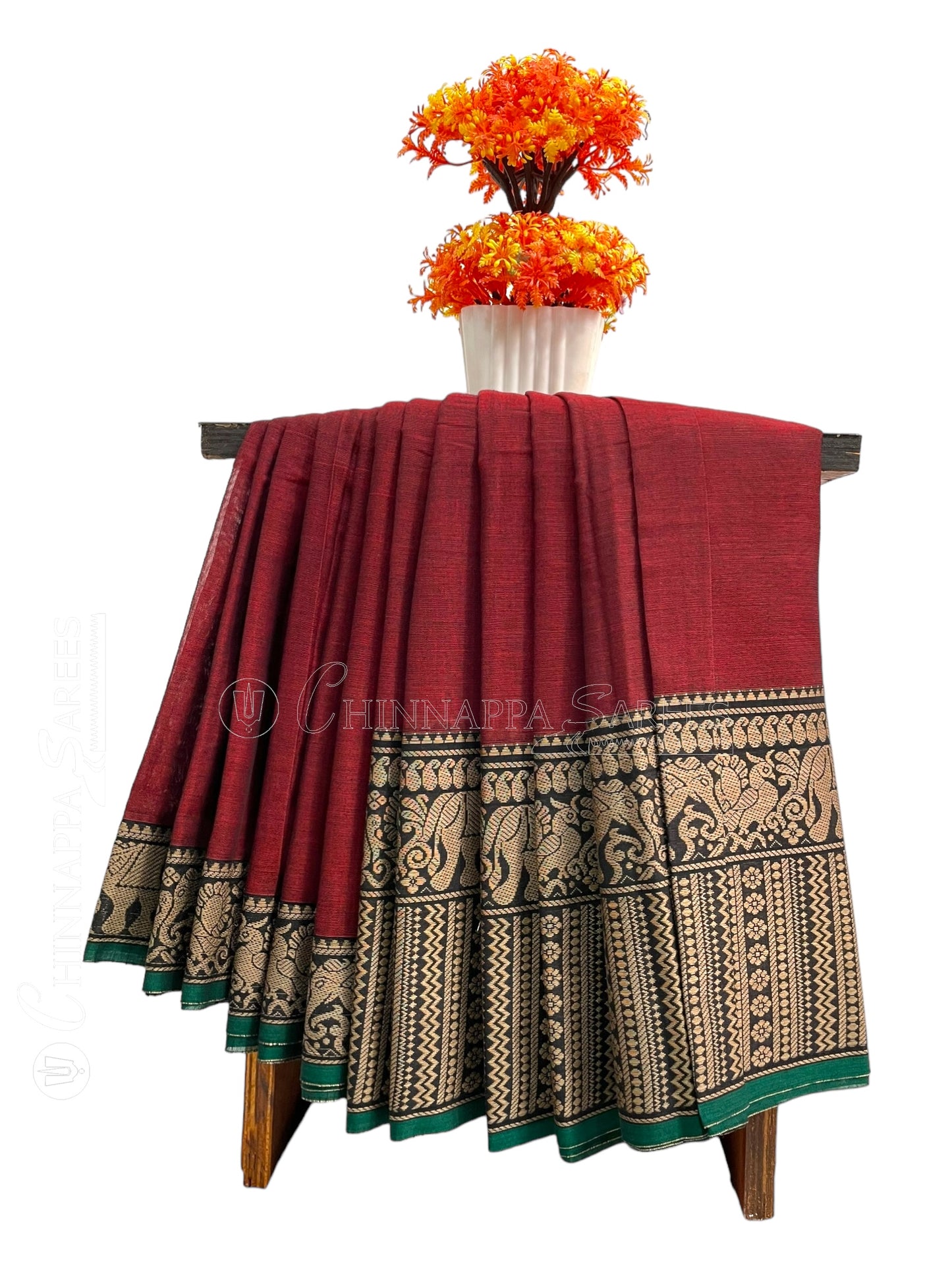 Narayanpet Brown Cotton Saree CS259