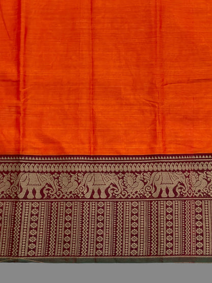 Narayanpet Orange Cotton Saree CS260