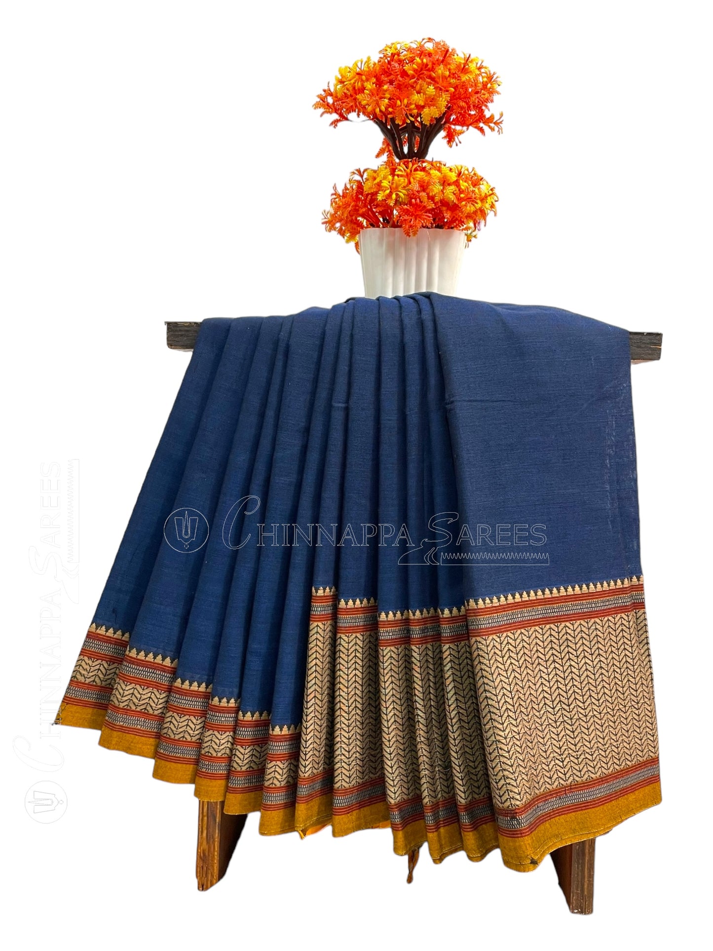 Narayanpet Navy Blue Cotton Saree CS276