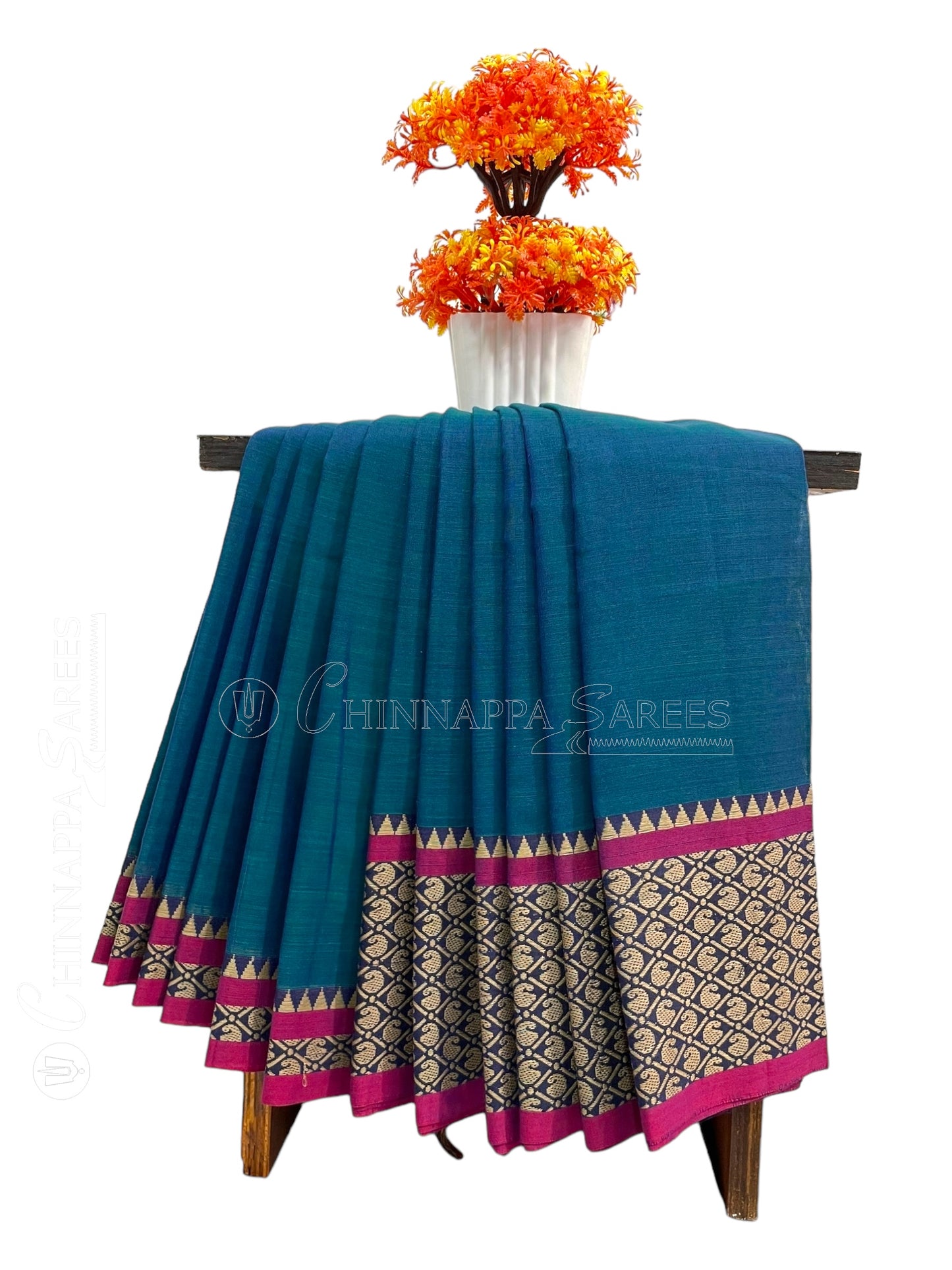 Narayanpet Ananda Blue Cotton Saree CS281