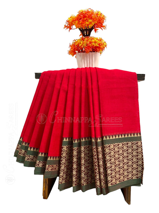 Narayanpet Red Cotton Saree CS282