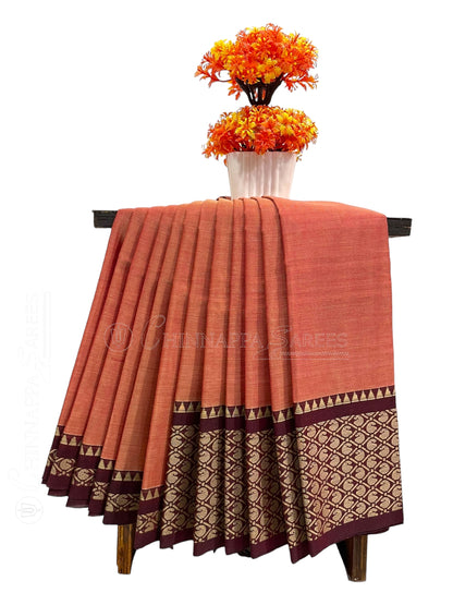 Narayanpet Light Peach Cotton Saree CS284