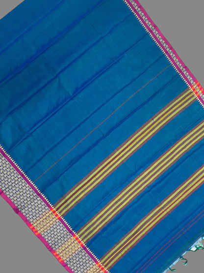 Narayanpet Ananda Blue Cotton Saree CS281