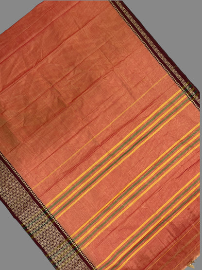 Narayanpet Light Peach Cotton Saree CS284