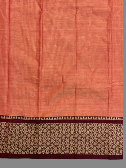 Narayanpet Light Peach Cotton Saree CS284