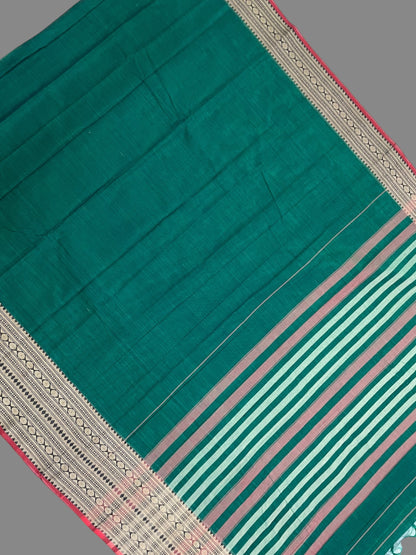 Narayanpet Dark Green Cotton Saree CS289