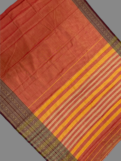 Narayanpet Peach Cotton Saree CS292