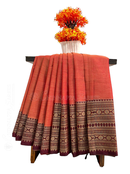 Narayanpet Peach Cotton Saree CS292