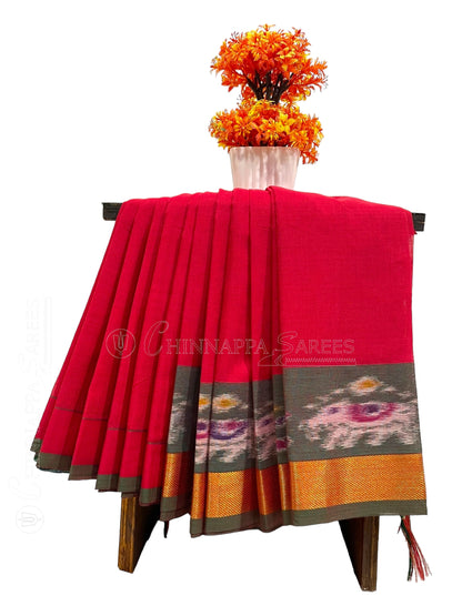 Narayanpet Red Cotton Saree CS296