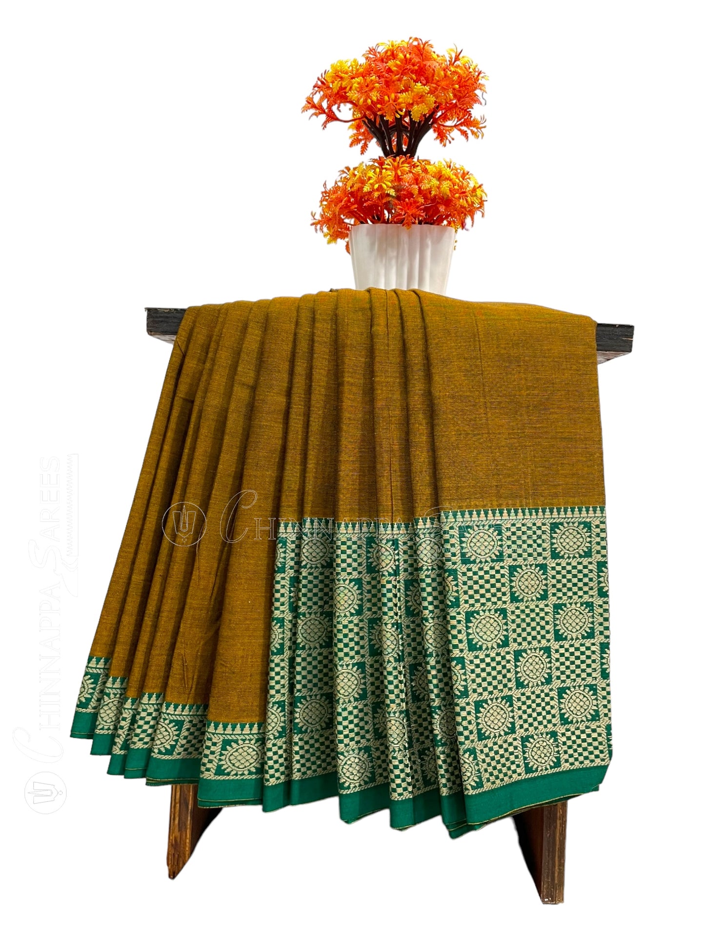 Narayanpet Light Brown Cotton Saree CS306