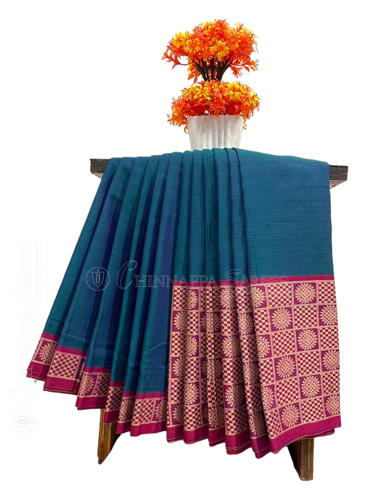 Narayanpet Ananda Blue Cotton Saree CS303