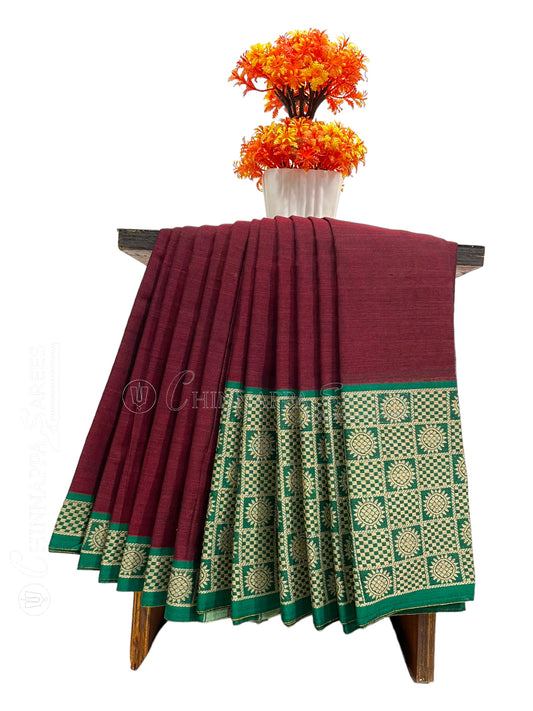 Narayanpet Brown Cotton Saree CS304