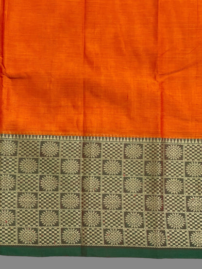 Narayanpet Orange Cotton Saree CS302