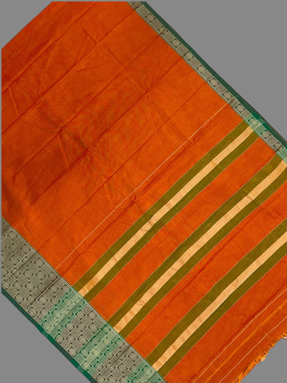 Narayanpet Orange Cotton Saree CS302