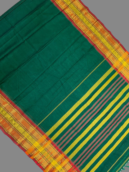 Narayanpet Dark Green Cotton Saree CS297