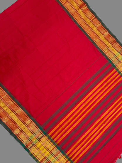 Narayanpet Red Cotton Saree CS299