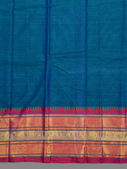 Narayanpet Ananda Blue Cotton Saree CS298