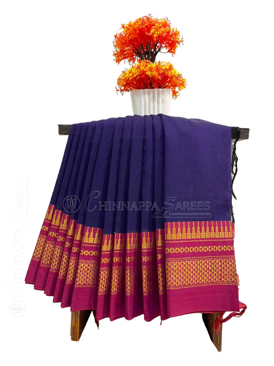 Narayanpet Navy Blue Cotton Saree CS307