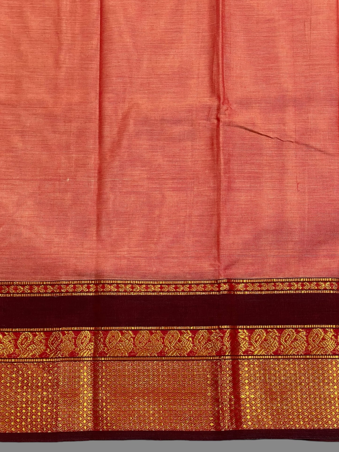 Narayanpet Dark Peach Cotton Saree CS317