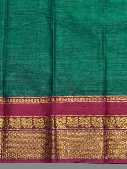 Narayanpet Dark Green Cotton Saree CS320