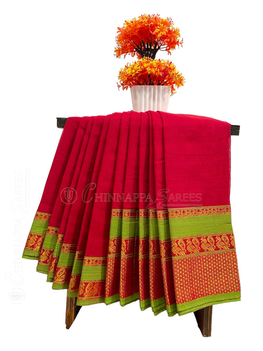 Narayanpet Red Cotton Saree CS318