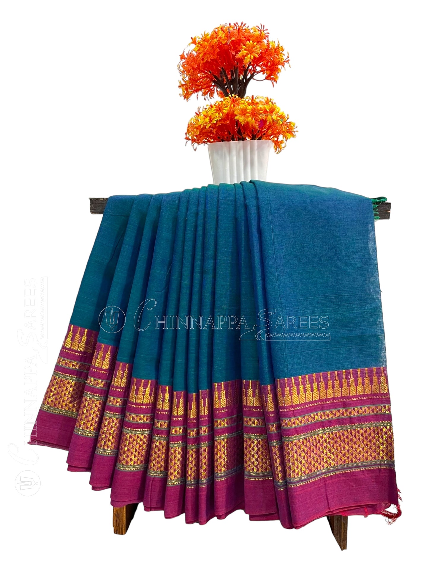 Narayanpet Ananda Blue Cotton Saree CS311