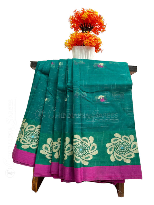 Bengali Rama Green Cotton Sarees