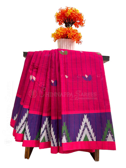 Bengali Dark Pink Cotton Sarees