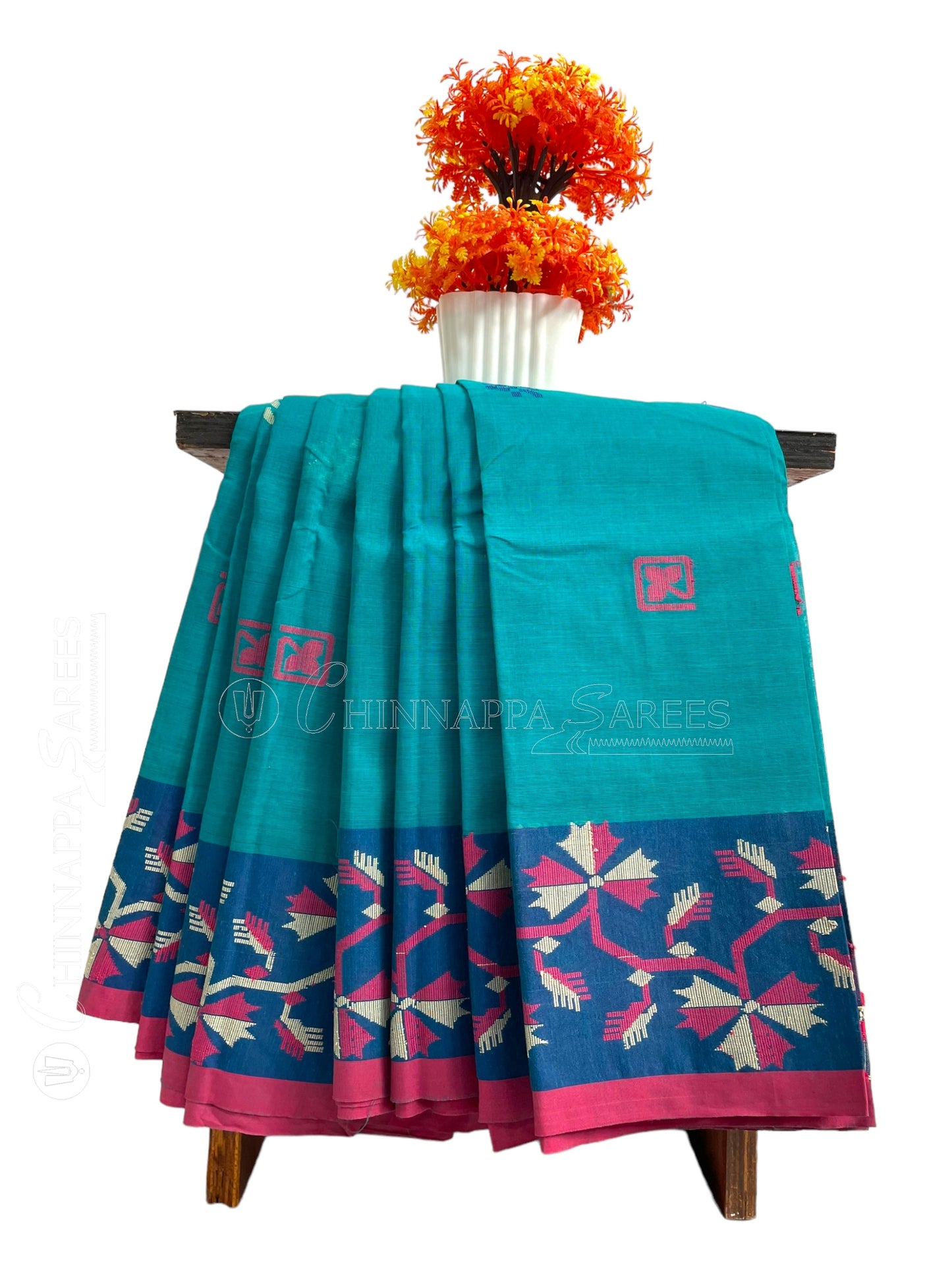 Bengali Blue Cotton Sarees