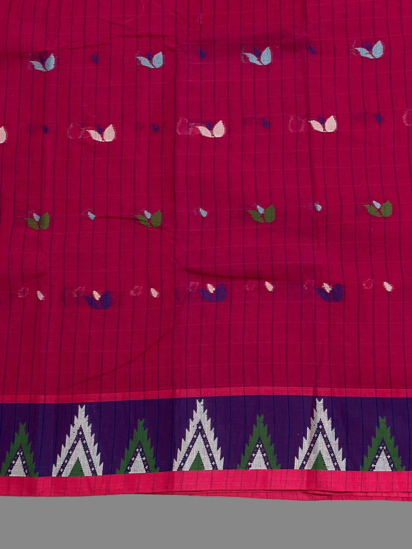 Bengali Dark Pink Cotton Sarees