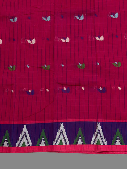 Bengali Dark Pink Cotton Sarees