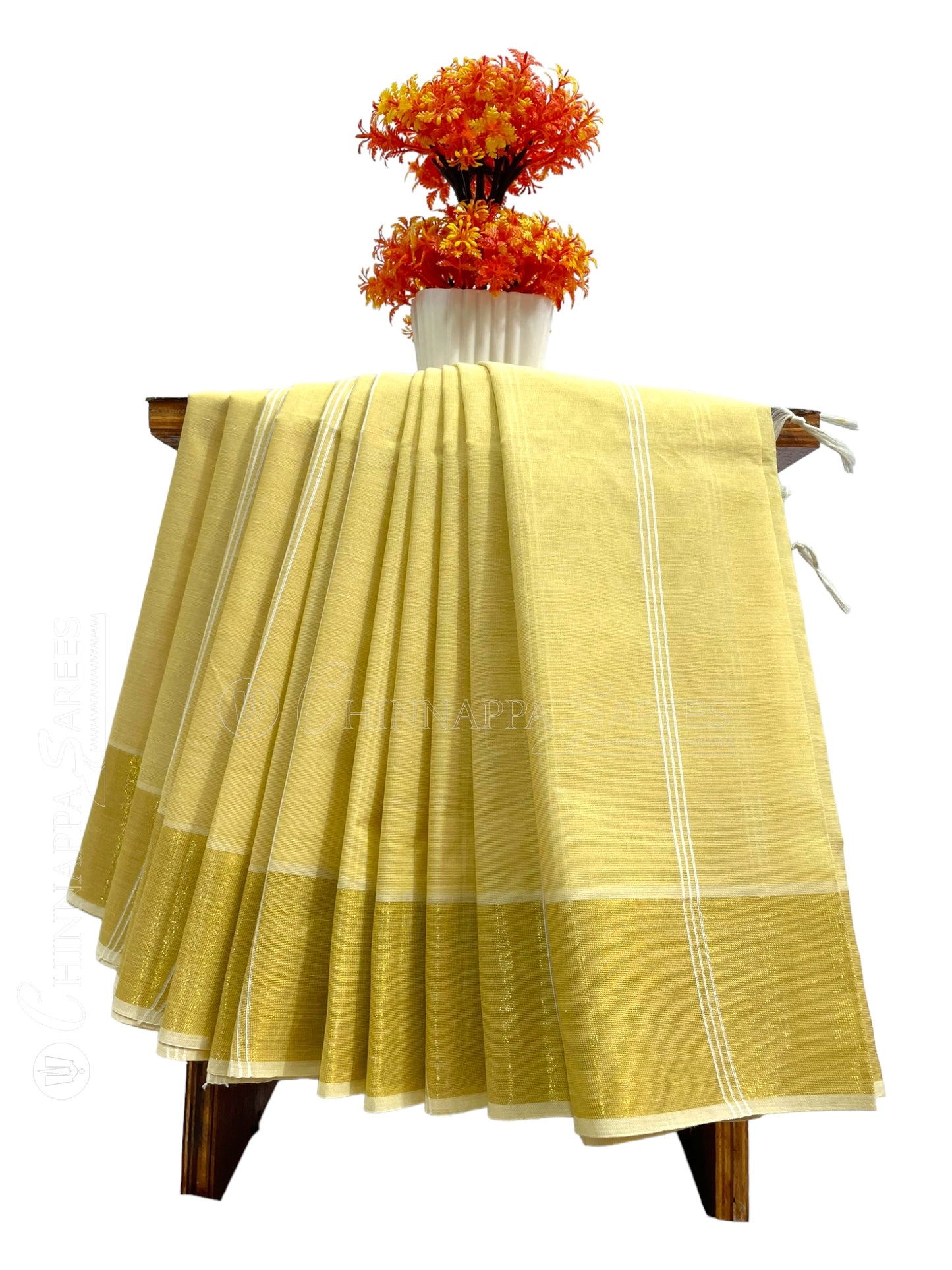 Lining Yellow  Pure Cotton Sarees