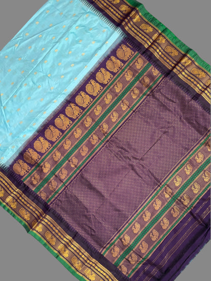 Mahalaxmi Border Blue Pure silk Saree