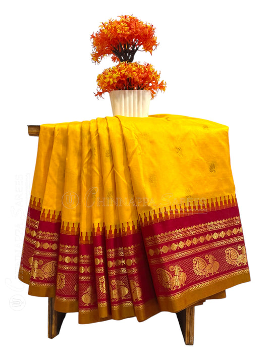 Mahalaxmi Border Yellow Pure silk Saree