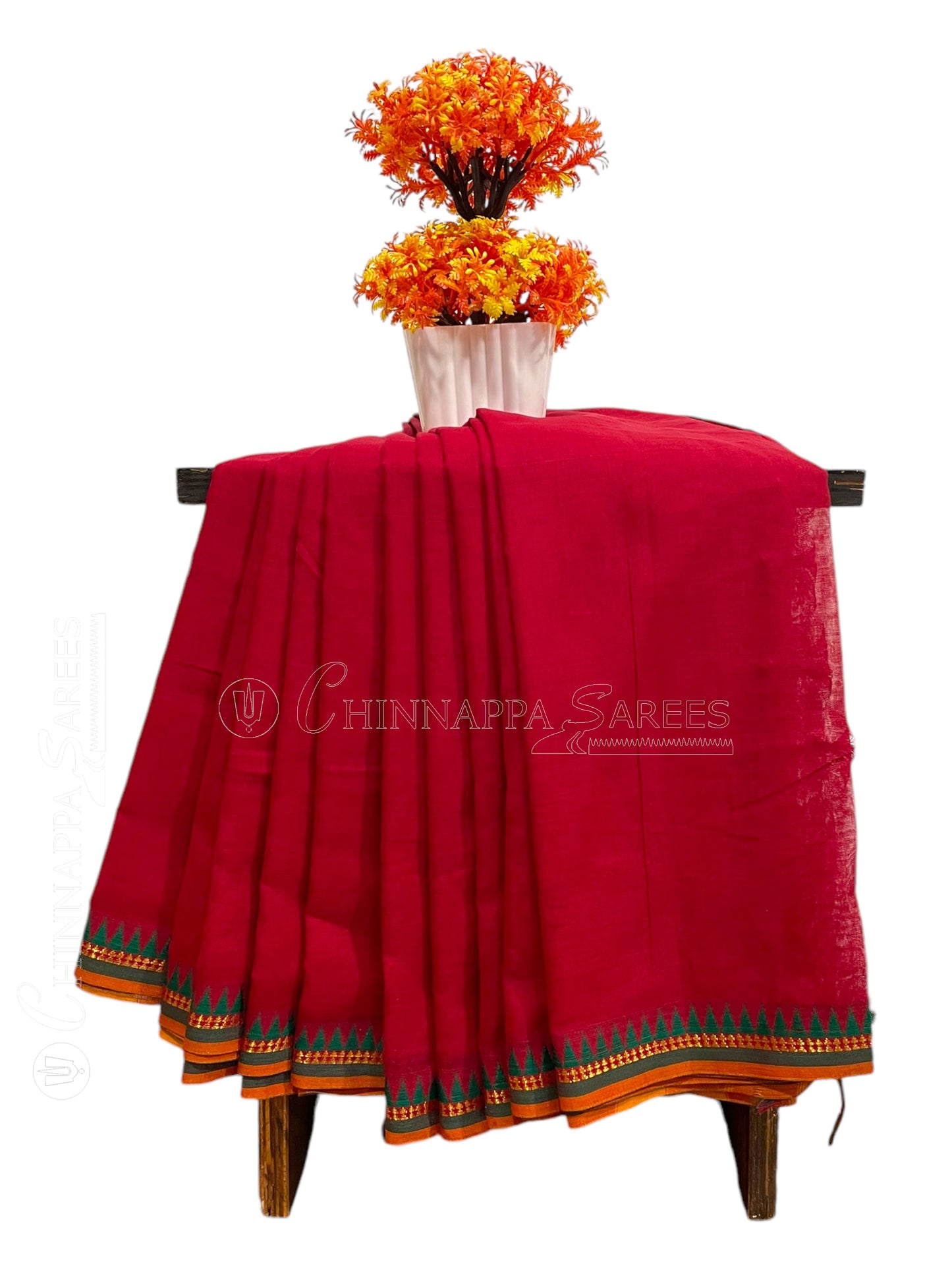 Narayanpet Red Cotton Saree CS328