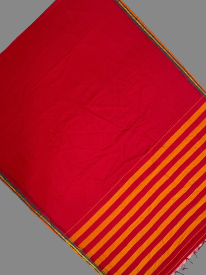 Narayanpet Red Cotton Saree CS328