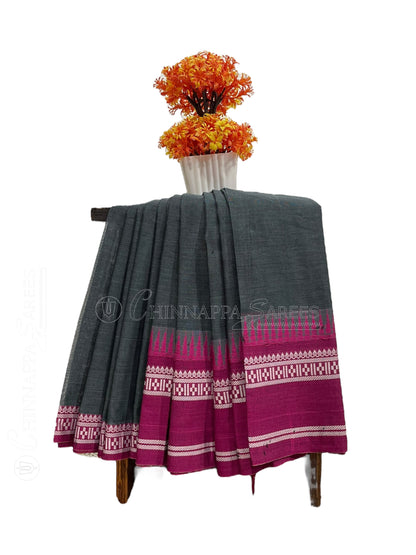 Narayanpet Grey Cotton Saree CS334