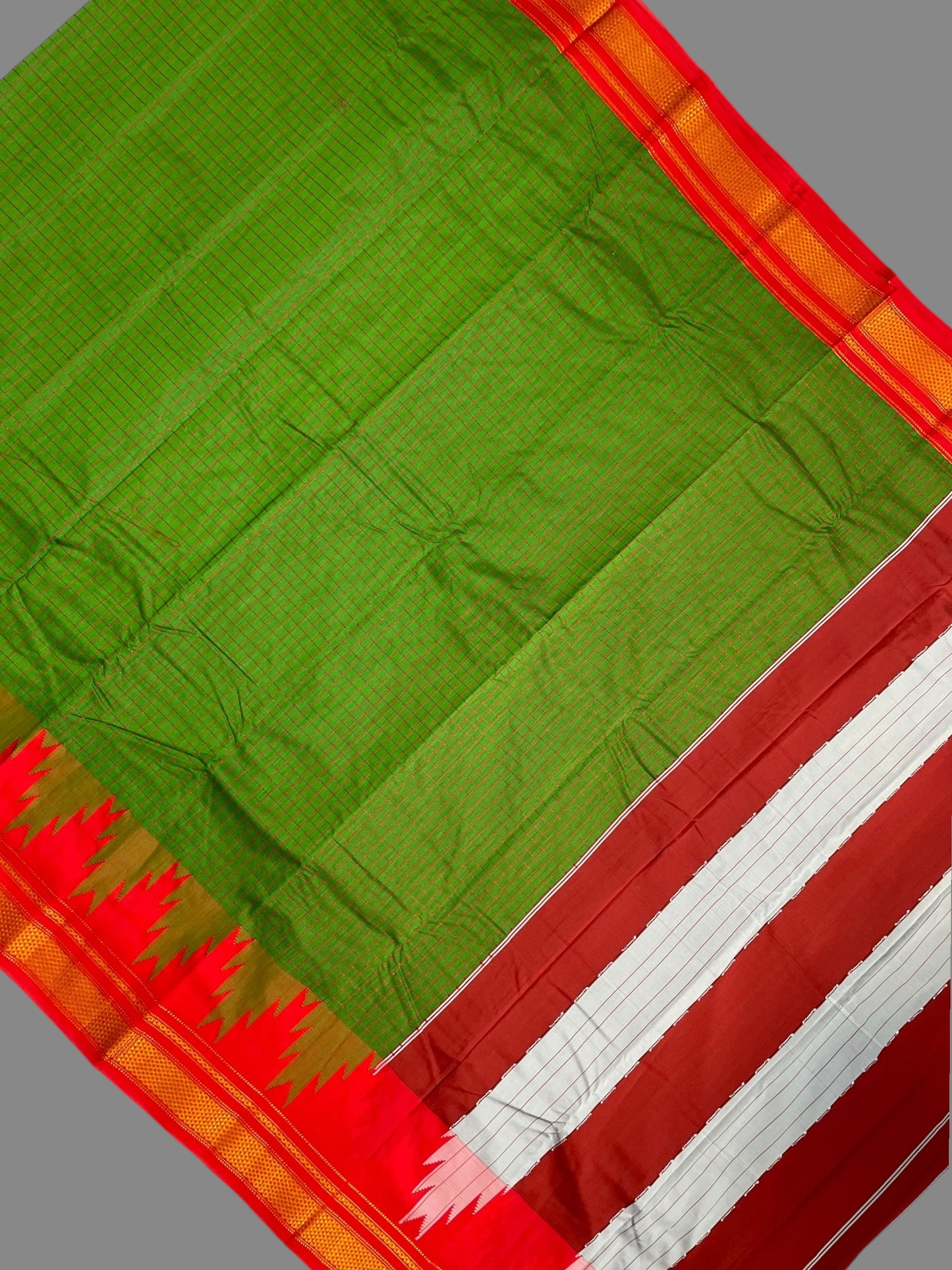 Big Temple Checks Light green Half-Mix Sarees