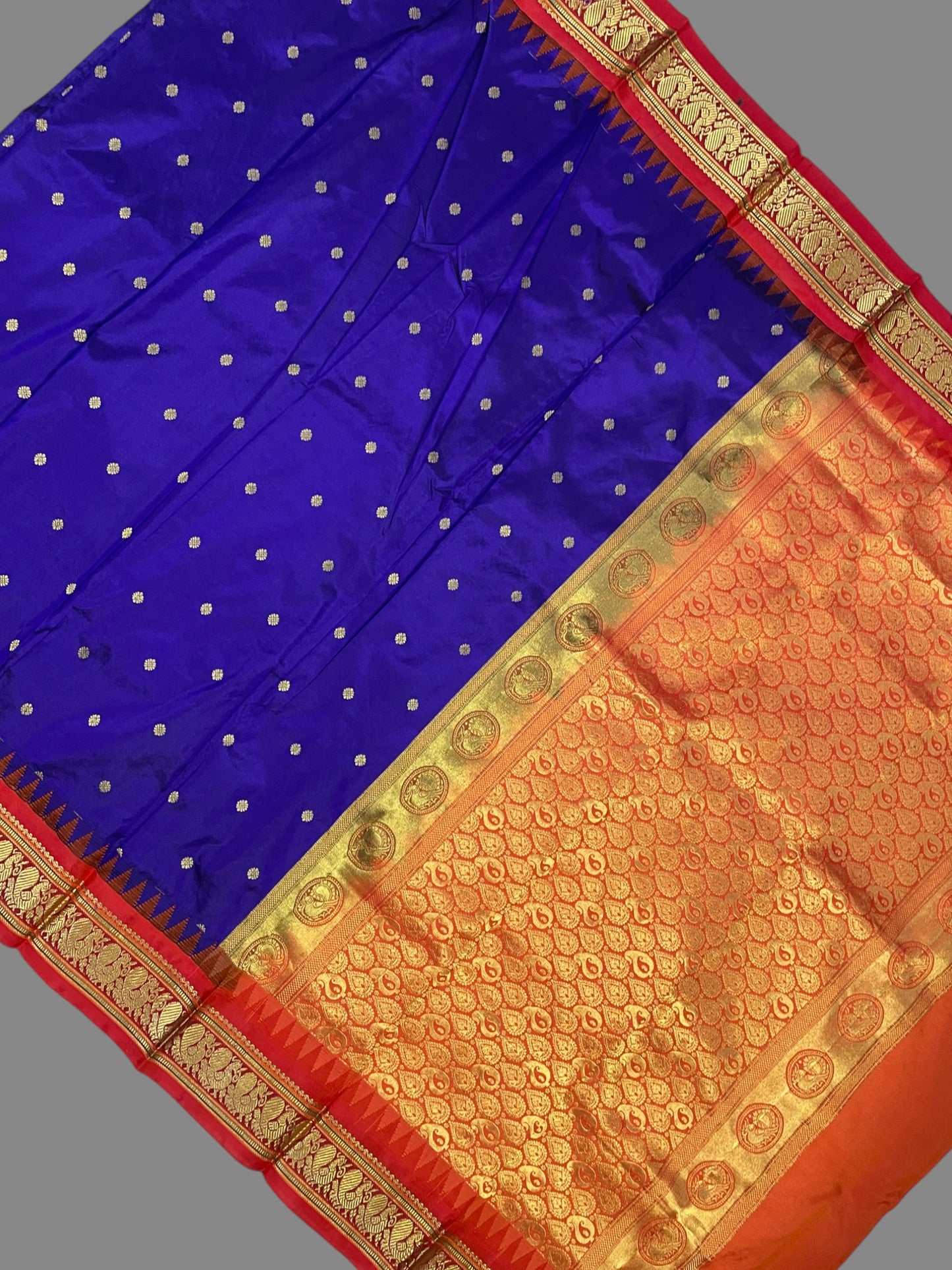 Humsa Border Royal Purple Pure Silk Saree