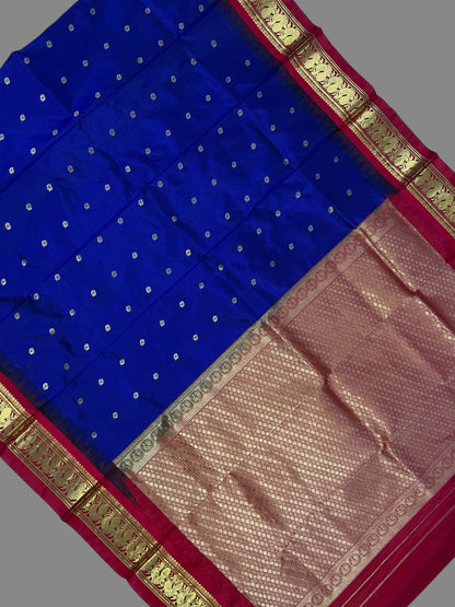 Humsa Border Royal Blue Pure Silk Saree