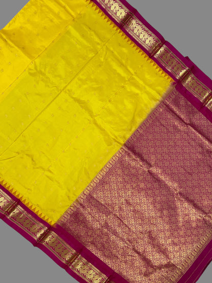 Humsa Border Yellow Pure Silk Saree