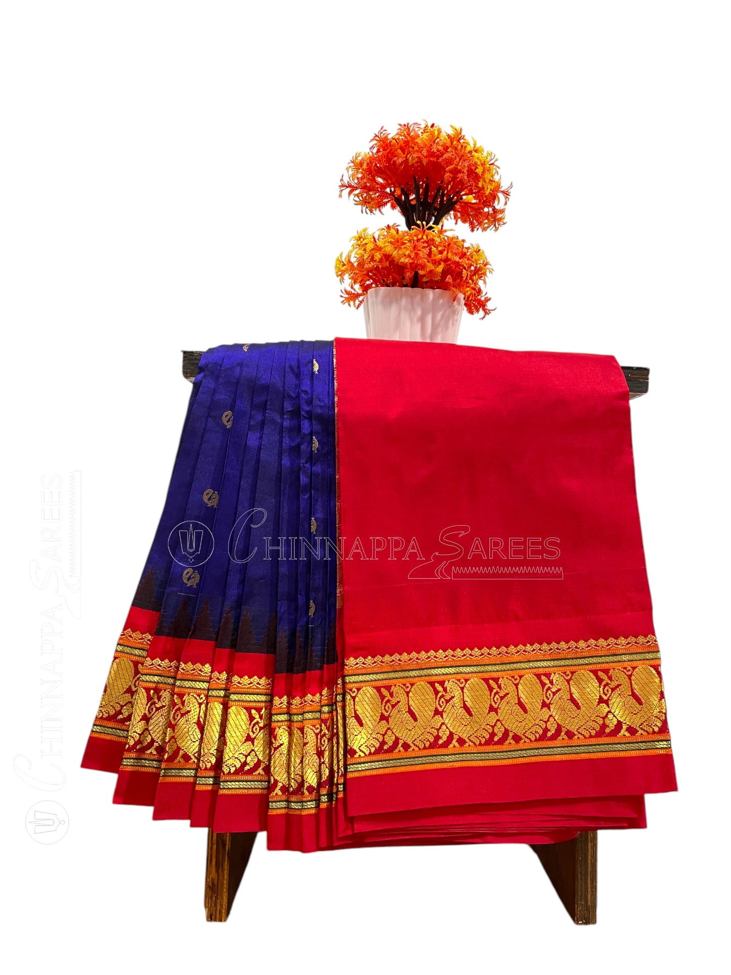 Humsa Border Royal Blue Pure Silk Saree